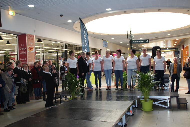 presentation des tee-shirts message par les 8 personnes en situation de handicap